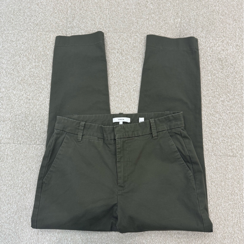 Vince Olive Green Utility Pants Size 6- Straight Leg Cotton Blend